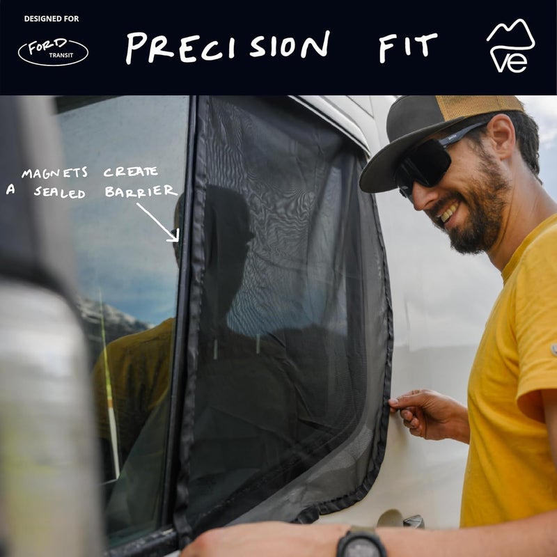 VanEssential Front Door Bug Screens (Pair) Designed for Ford Transit - Image 4